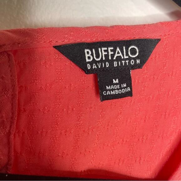 Buffalo David Bitton Coral Tie-Front Relaxed Tee Viscose Size M - Picture 9 of 11